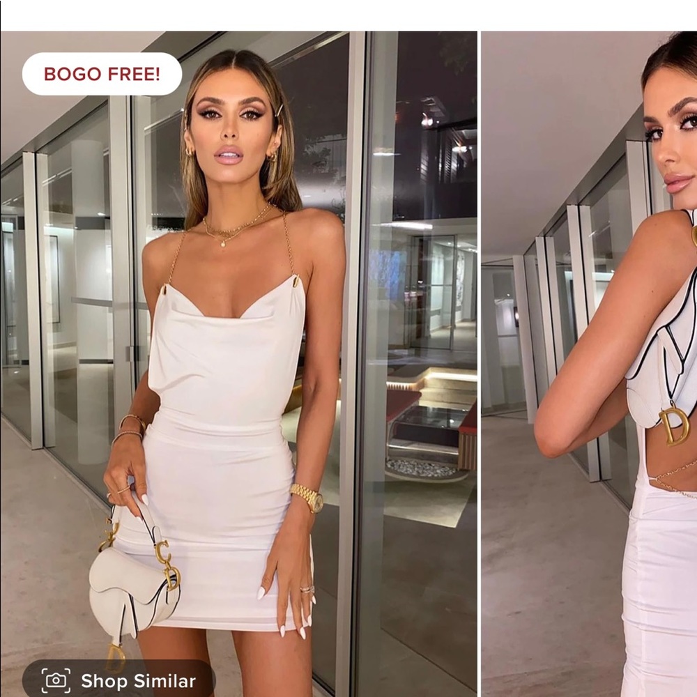 Final Sale!!Fashion Nova Dress XS White Wear Once !!